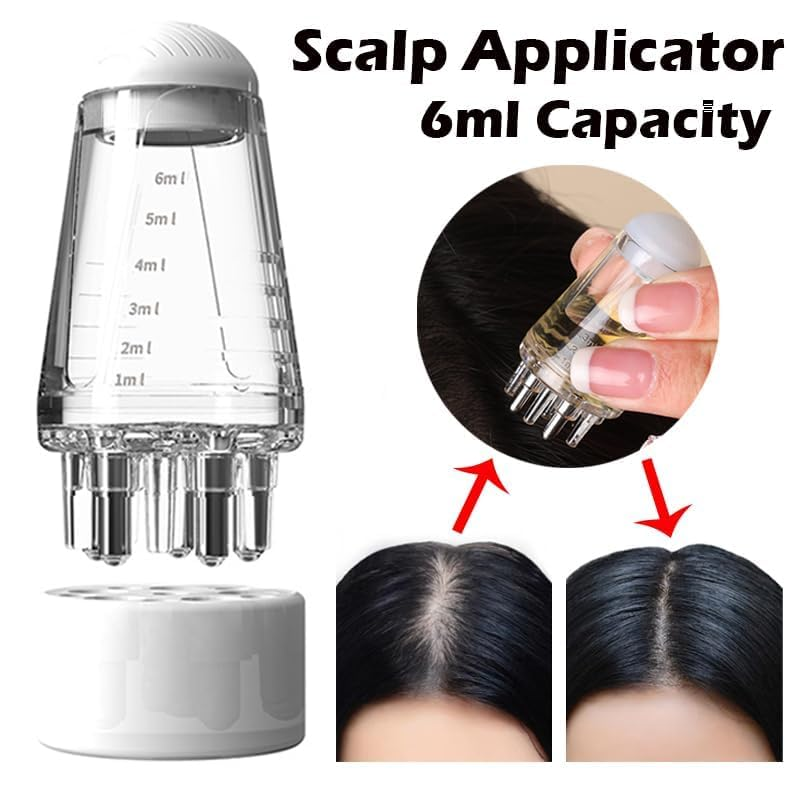 Medical Grade Minoxidil & Scalp Oil Applicator - Scalp Applicator Comb and Hair Oil Bottle - Ball Root Massager for Hair Growth - Essential Oil Brush for Head Fluid